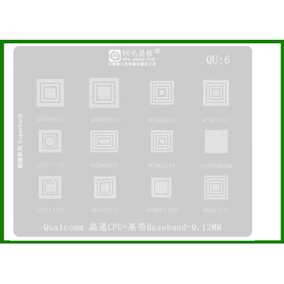 Трафарет BGA AMAOE QU:6 для MDM8215, MDM9215M, MSM7521, MSM6246, MSM8909W, QSC1105, оригинал