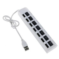 USB-хаб с подсветкой с выключателями на 7 портов, белый USB-хаб с подсветкой с выключателями на 7 портов, белый