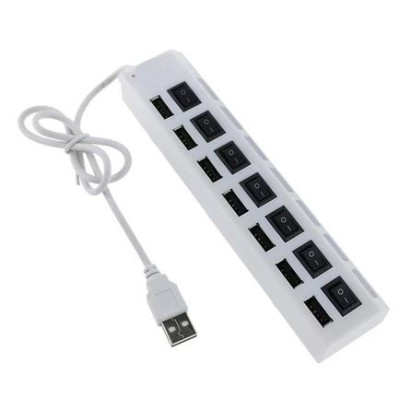 USB-хаб с подсветкой с выключателями на 7 портов, белый