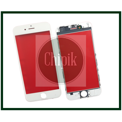 Стекло для переклейки дисплея Apple iPhone 6 c пластиковой рамкой и OCA пленкой, Белое