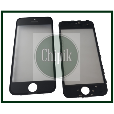 Стекло для переклейки дисплея Apple iPhone 5S c рамкой и OCA пленкой, черное