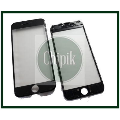 Стекло для переклейки дисплея Apple iPhone 6S c пластиковой рамкой и OCA пленкой, Черное