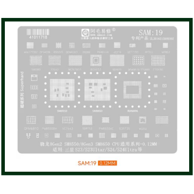 Трафарет BGA AMAOE SAM:19 для Samsung QET7100, MPB02, 77048E, SDR875, BGA153, WCN7851