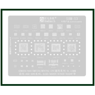 Трафарет BGA AMAOE SAM:13 для Samsung 77656, MT6177, VC7643, MT6357V, SDR660, SDM450, SDM660, оригинал