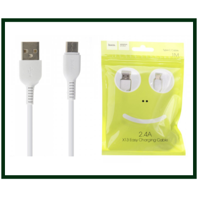 Дата кабель type-c, usb-c Hoco X13, 1m, 2,1А, белый