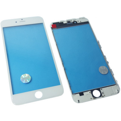 Стекло для переклейки дисплея Apple iPhone 6 Plus c пластиковой рамкой и OCA пленкой, белое